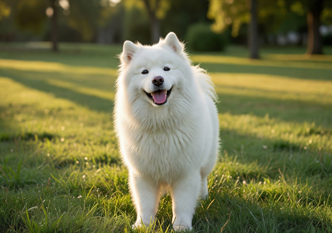 White dog smiling